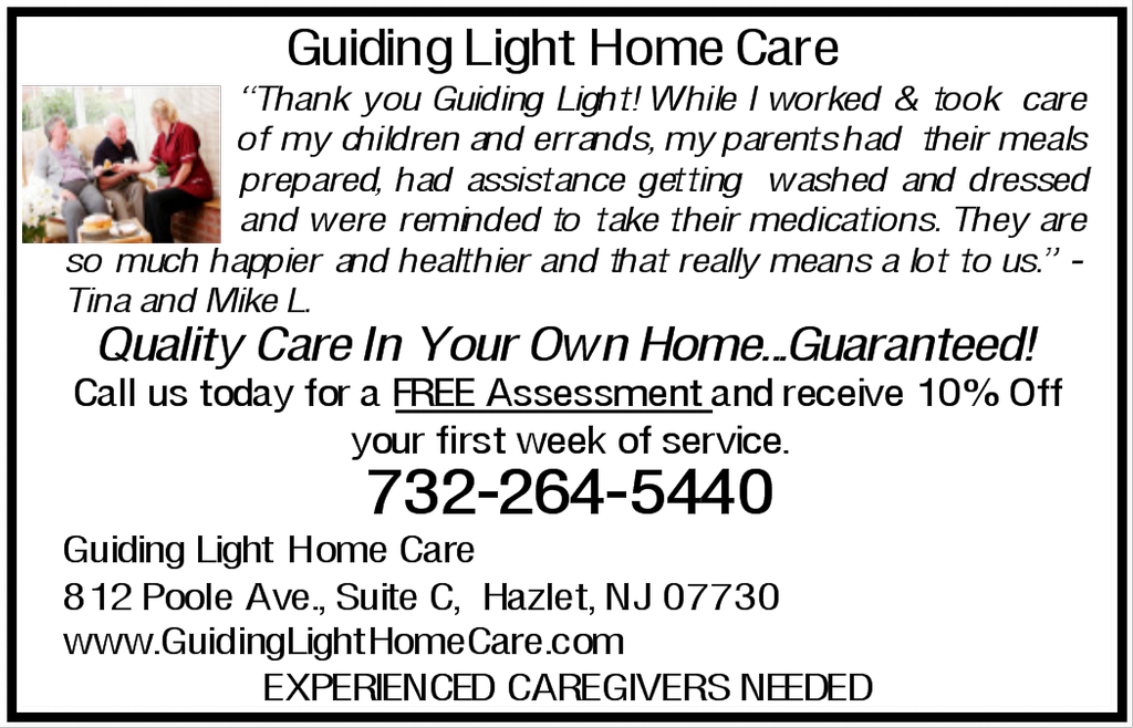 Home Care Hazlet New Jersey (NJ) Guiding Light Home Care Hazlet NJ